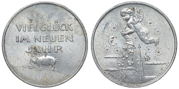 Австрия жетон ND удачи в новом году, свинья и ангелочек с клевером алюминий 4121-214