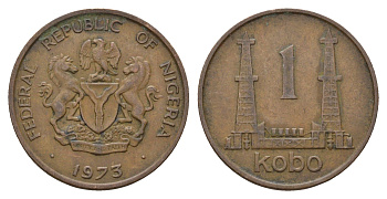 Нигерия 1 кобо 1973 KM 8.1 бронза 190-137