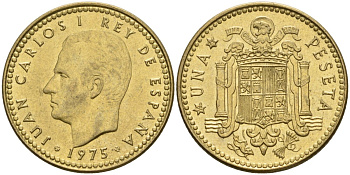 Испания 1 песета 1975 (79) Хуан Карлос I (1975-2014) KM 806 алюминиевая бронза 4604-441