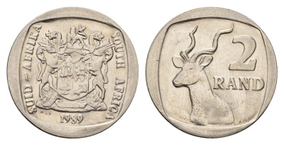 ЮАР 2 ранда 1989 KM 139 медь плакированная никелем UNC 4114-656