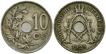 Бельгия 10 сантимов 1929 Belgique KM 85 медно-никель 4172-1047