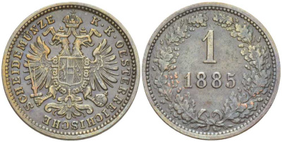 АВСТРИЯ 1 КРЕЙЦЕР 1885 БОЛЬШОЙ ОРЁЛ КМ 2187 медь 201-265
