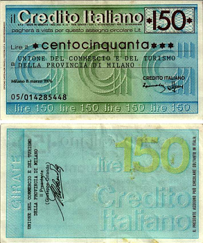 Италия чек на 150 лир 1976 8 марта 1976, credito Italiano бумага 7204-70-1-2