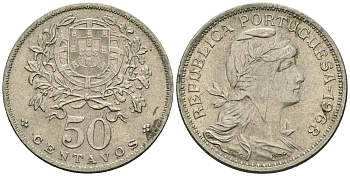 Португалия 50 сентаво 1968 KM 577 медно-никель 4148-343