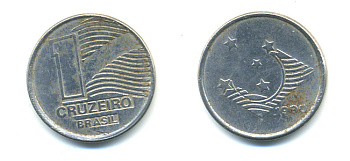 Бразилия 1 крузейро 1990 KM 617 нержавеющая сталь 93-741