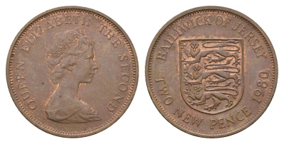 Джерси 2 пенса 1980 Елизавета II (1952-2022) KM 31 бронза 4118-323
