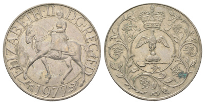 Великобритания 25 пенсов 1977 25 лет со дня коронации Елизаветы, Елизавета II (1952-2022) KM 894, Spink 4136 медно-никель 4386-622