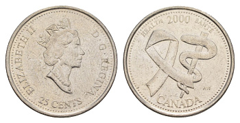 Канада 25 центов 2000 Миллениум - Здоровье KM 373 сталь плакированная никелем 4631-655