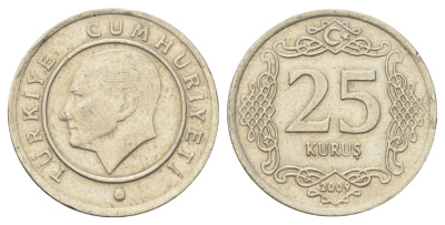 Турция 25 курушей 2009 Кемаль Ататюрк KM 1242 медь цинк никель 4702-616
