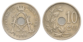 Бельгия 10 сантимов 1929 Belgique, Альберт I (1909-1934) KM 85 медно-никель 4640-1213