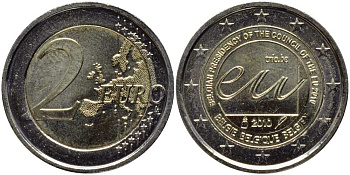Бельгия 2 евро 2010 Председательство в Совете Европы KM 289 биметалл UNC 115-1215