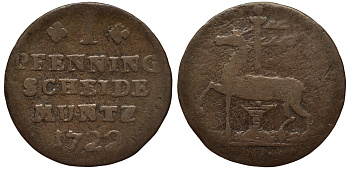 Штольберг-Россла 1 пфенниг 1722 Юстус Кристиан I (1704-1739) медь 1517-711