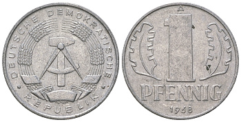 ГДР 1 пфенниг 1968 А КМ 8.1 алюминий 4615-1236