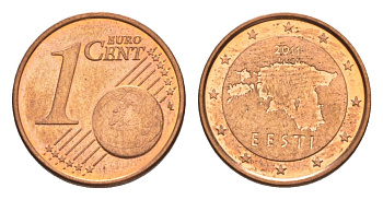 Эстония 1 евроцент 2011 KM 61 сталь плакированная медью aUNC 4630-435