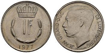 Люксембург 1 франк 1977 KM 55 медно-никель 4176-511