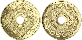 Польша 2 злотых 2003 MW, 10 лет великому оркестру рождественской помощи KM 446 нордик UNC 4531-542