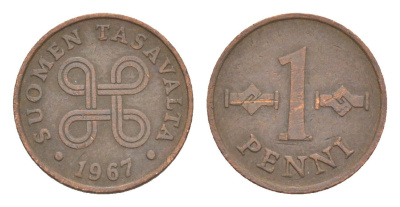 Финляндия 1 пенни 1967 KM 44 медь 4647-233