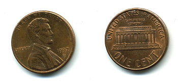 США 1 ЦЕНТ 1992 D, ЛИНКОЛЬН KM 201b цинк плакированный медью 46-815