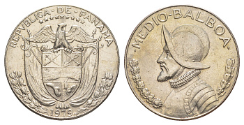 Панама 1/2 бальбоа (50 сентесимо) 1979 редкий год KM 12b медь плакированная медно-никелем 4634-1123