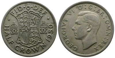 Великобритания 1/2 кроны 1950 Георг VI (1936-1952) KM 879, Spink 4106 медно-никель 4607-811