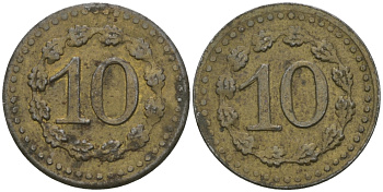ФРАНЦИЯ 10 САНТИМОВ ND ПЛАТЕЖНЫЙ ЖЕТОН НАЧАЛА XX ВЕКА, ЦИФРЫ НОМИНАЛА В ВЕНКЕ С ДВУХ СТОРОН, ДИАМЕТР 15 ММ. латунь 99-538