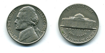 США 5 центов 1964 D, Джефферсон KM А192 медно-никель 46-1741