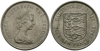 Джерси 5 новых пенсов 1968 королева Елизавета II (1952-) KM 32 медно-никель 4167-716