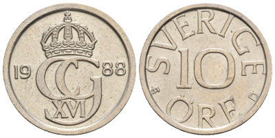 Швеция 10 эре 1988 Карл XVI Густав (1973- ) KM 850 медно-никель 4609-967