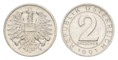 Австрия 2 гроша 1991 KM 2876 алюминий UNC 4564-1122