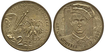 Польша 2 злотых 2010 MW, серия художники Польши, Артур Гротгер (1937-1967) KM 746 нордик 111-412