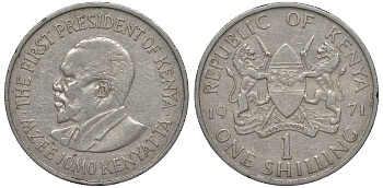 Кения 1 шиллинг 1971 KM 14 медно-никель 4144-1225