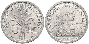 Французский Индокитай 10 центов 1945 KM 28.1 алюминий UNC 73-351