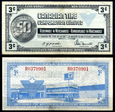 Канада купон на 3 цента 1972 Canadian Tire, 50 лет компании (1922-1972) бумага 2195-20-2-1