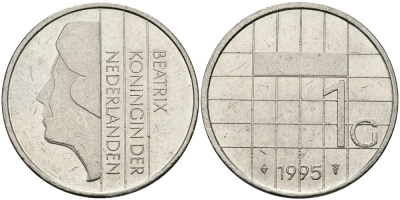 Нидерланды 1 гульден 1995 Беатрикс (1980-2013) KM 205 никель 94-737