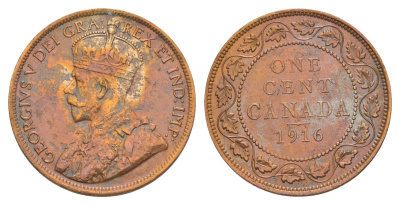 Канада 1 цент 1916 Георг V (1910-1936) KM 21 бронза 4637-152