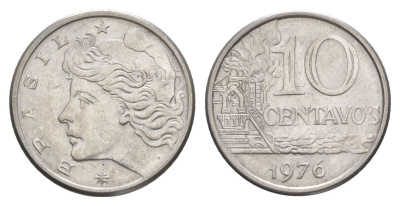 Бразилия 10 сентаво 1976 KM 578.1a нержавеющая сталь UNC 4644-437