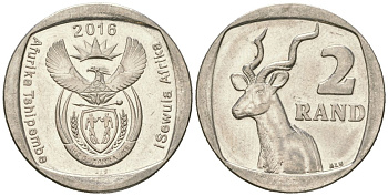 ЮАР 2 ранда 2016 KM 336 медь плакированная медно-никелем aUNC 4364-2435