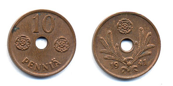 ФИНЛЯНДИЯ 10 ПЕННИ 1941 KM 33.1 медь 51-4935
