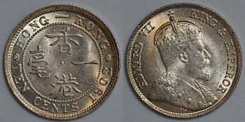 Гонконг 10 центов 1902 Эдуард VII (1901-1910) KM 13 серебро UNC 91-641