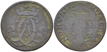 Кельн 1/4 штубера 1743 КЛЕМЕНС АВГУСТ БАВАРСКИЙ (1723-1761), АРХИЕПИСКОПСТВО KM 135.1 медь 210-1156