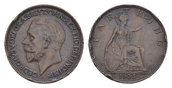 Великобритания 1 фартинг 1935 Георг V (1910-1936) KM 825, Spink 4061 бронза 3718-125