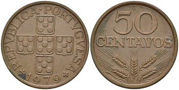 Португалия 50 сентаво 1979 KM 596 бронза 4575-231