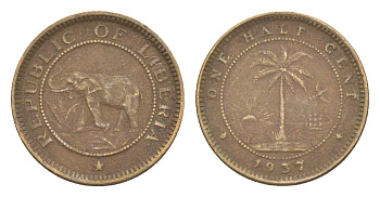 Либерия 1/2 цента 1937 KM 10 латунь 4614-842