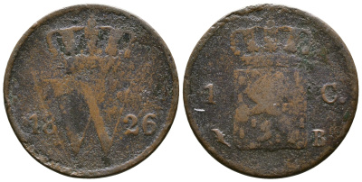 НИДЕРЛАНДЫ 1 ЦЕНТ 1826 В KM 47 медь 84-632