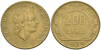 Италия 200 лир 1979 R, шестерня KM 105 алюминиевая бронза 85-333