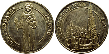 ЕВРОПА ЖЕТОН ND СВЯТОЙ СТЕФАН, СОБОР СВЯТОГО СТЕФАНА В ВЕНЕ желтый металл 1524-823