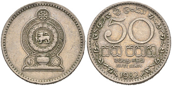 Шри-Ланка 50 центов 1982 KM 135.1 медно-никель 4566-1231