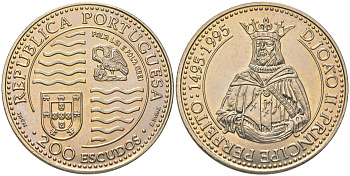 Португалия 200 эскудо 1995 500 лет со дня смерти короля Жуана II Совершенного KM 673 медно-никель UNC 74-713