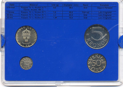 Швеция набор монетного двора из 4 монет 1985 в пластике, Карл XVI Густав (1973- ) KM MS35 UNC 4-3-7-143