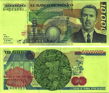 Мексика 10000 песо 1983 13 мая 1983, президент Мексики Ласаро Карденас Pick 84а бумага UNC (пресс) 451-95-2